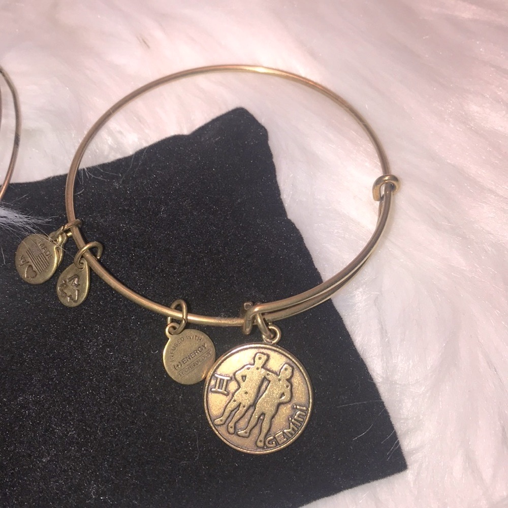 Alex and Ani bracelet ENERGY Gemini Gold tone Charms Adjustable